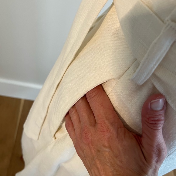 Boston Proper Belted Button Strapless Linen Dress - Picture 5 of 8